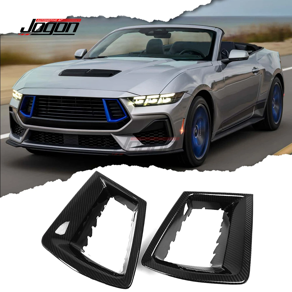 For Ford Mustang GT S650 2024 2025 2Pcs Carbon Car Front Bumper Grill Side Air Intake Vent Frame Cover Trim Exterior Accessories