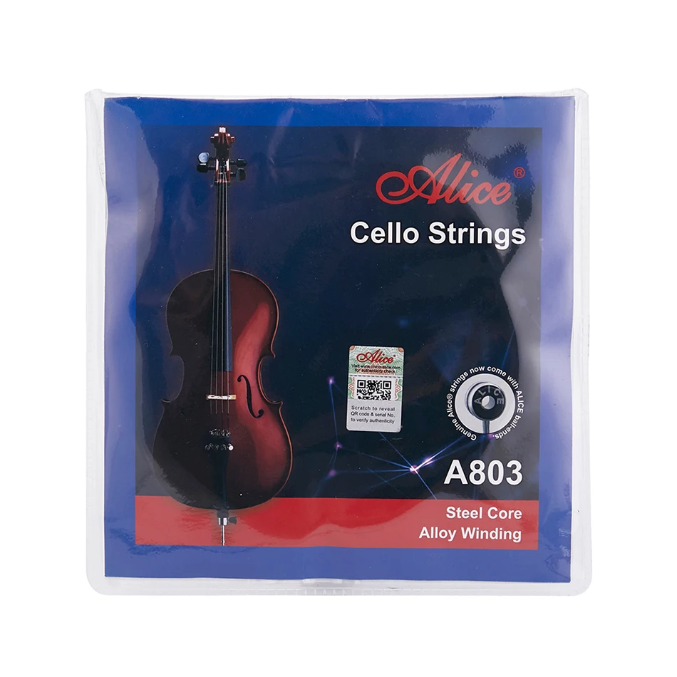 Alice A803 Cello Strings Steel Core Alloy Winding 1 Set for 1/10,1/8,1/4,1/2,3/4,4/4 Cellos Practice Using Cello Strings