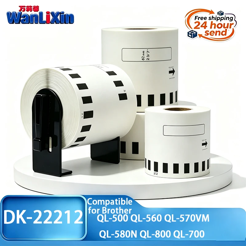 1/3/5 roll DK-22212 DK 22212Transferable Label paper 62mm*15.24m Compatible for Brother QL-1100 QL-1110NWB QL-500 500A 560 570VM