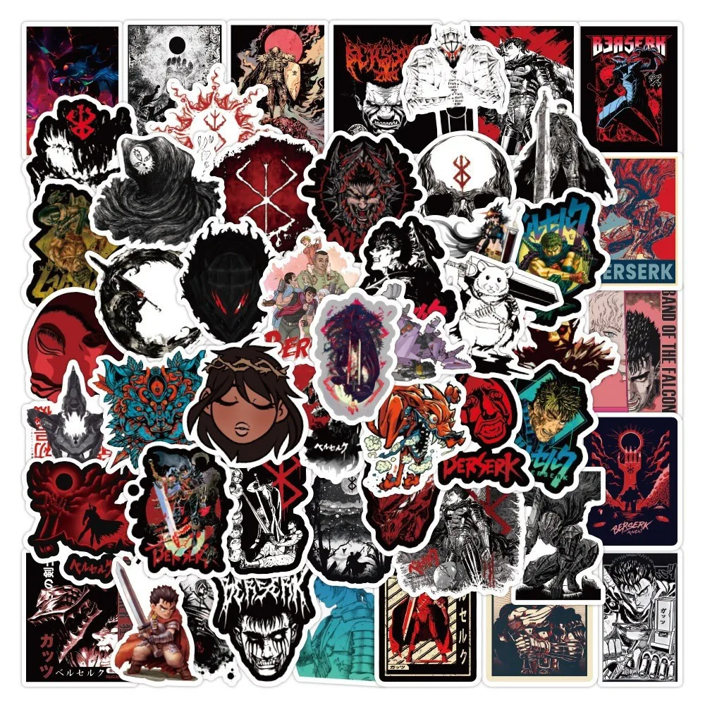 50pcs Berserk Cartoon Graffiti Stickers Notebook Bottle Suitcase Laptop Waterproof Sticker Decoration