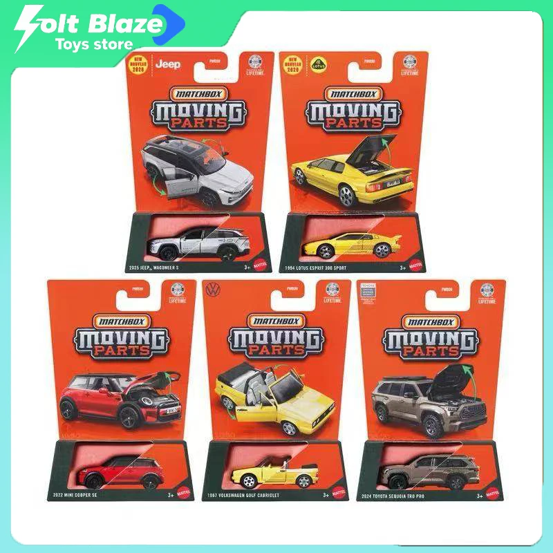 

Модель автомобиля Matchbox Maving Parts Series из литого металла с открывающимися дверями, масштаб 1/64, Jeep Lutos Mini, Toyota, Volkswagen, игрушка для мальчика, подарок