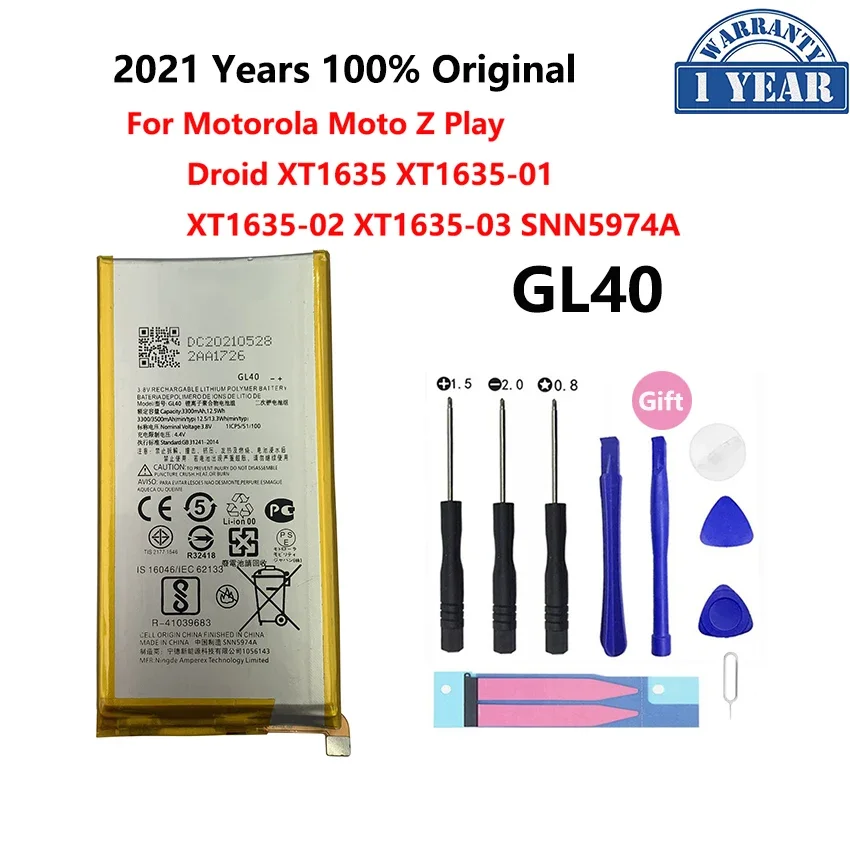 

100% Original Battery GL40 3510mAh For Motorola Moto Z Play ZPlay Droid XT1635-01 XT1635-02 XT1635-03 XT1635 SNN5974A Bateria