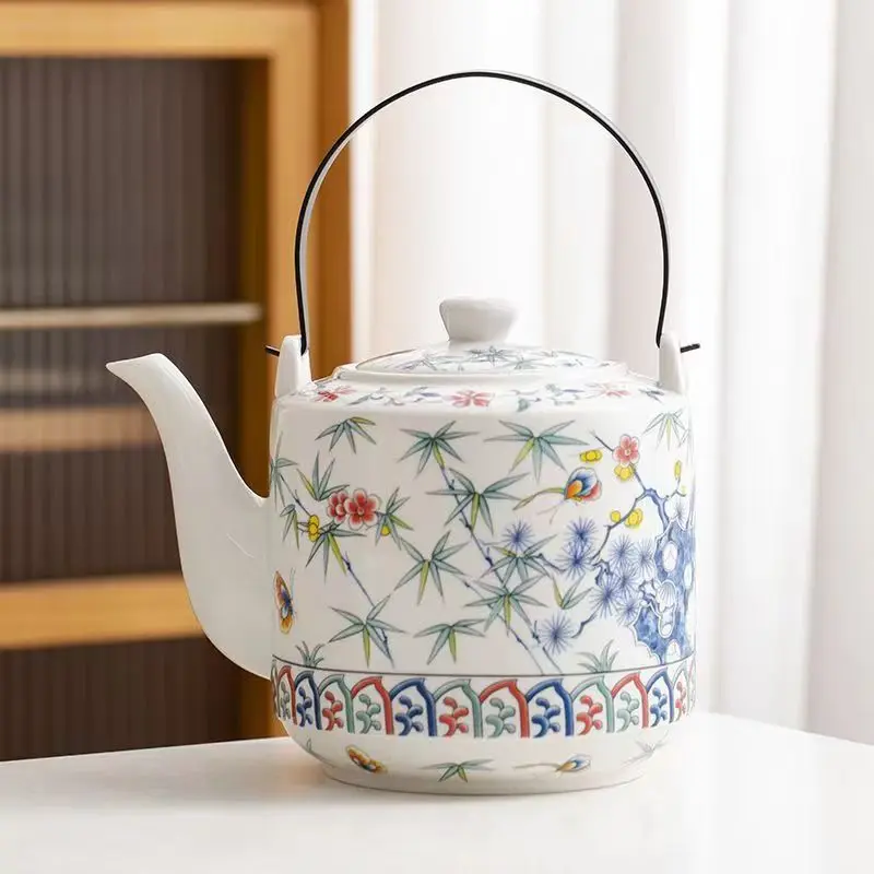 Ceramic teapot 900ML-2000ML , large capacity, blue and white porcelain, ceramic handmade teapot handle tea pot with filter