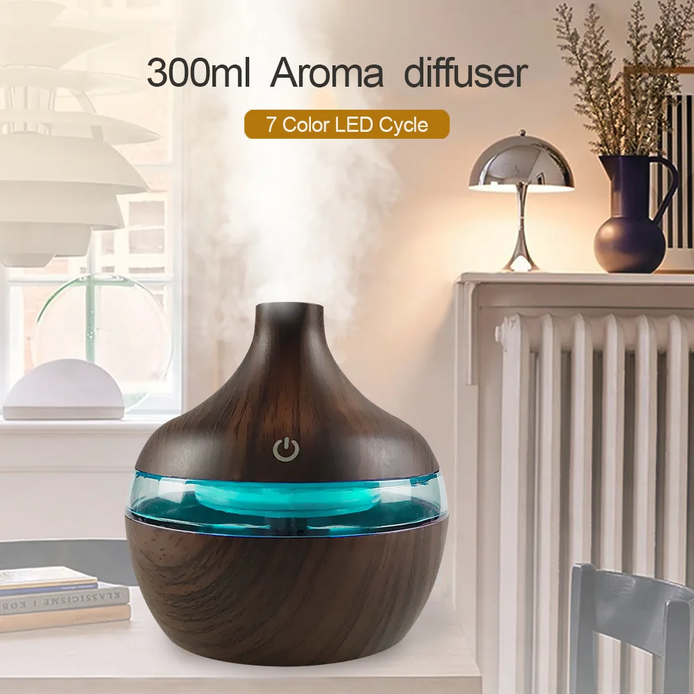 

Compact Wooden Humidifier for Desk - 300ml USB Travel-Friendly Diffuser with 2 Oils, Ideal for Small Rooms & Dorm