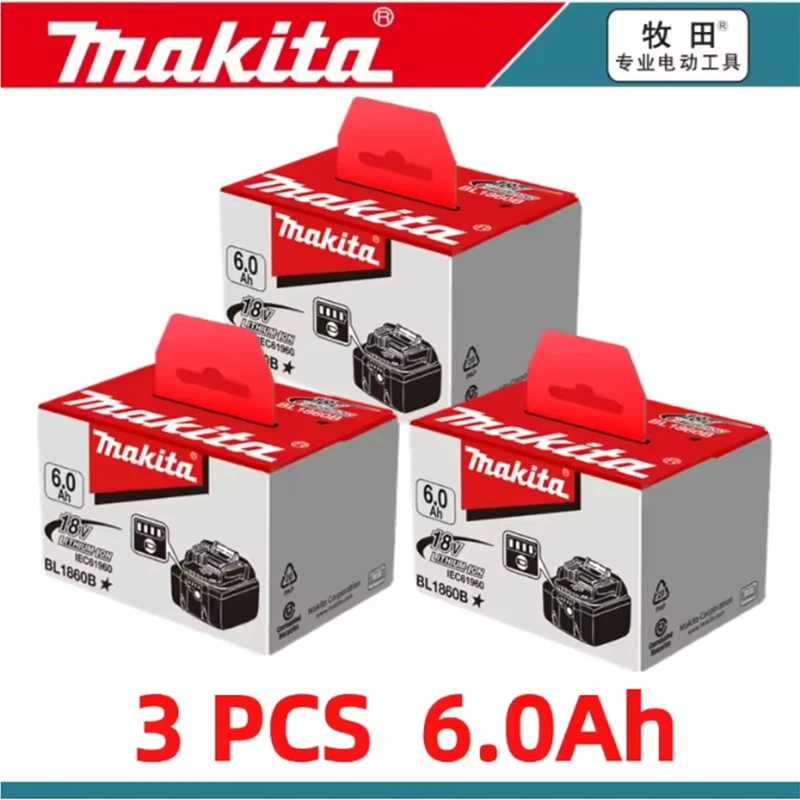 DHL ship Genuine BL1860B Makita battery 18V 6Ah rechargeable battery, for Makita DTD172 DDF487 DTW300 DGA404 Power Tools Battery