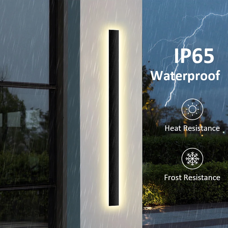 

New LED Lighting Design IP65 High Quality Frosted Surface Metal Lamp Body Outdoor Black Strip Wall Light