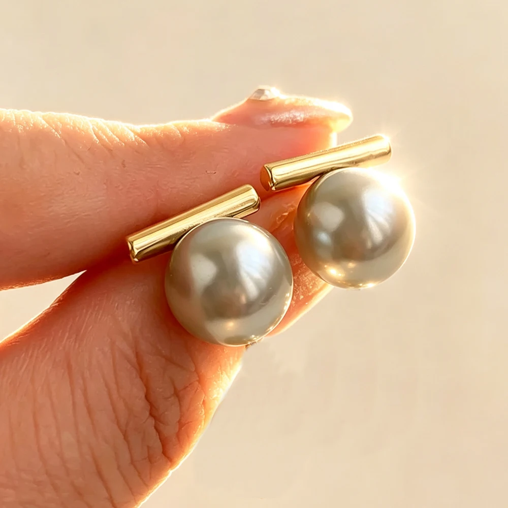 Yupsk Französischer Minimalistischer Runder Grauer Imitationsperlen-Anhänger Ohrring Mode Damenschmuck für Partys Tägliche Accessoires für Mädchen – Detail 6