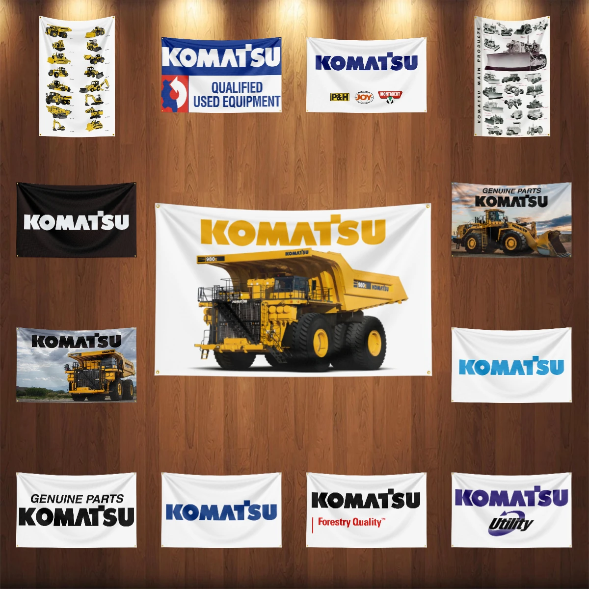 3x5ft KOMATSUs Excavator Flag Polyester Printed Excavator Banner For Decor