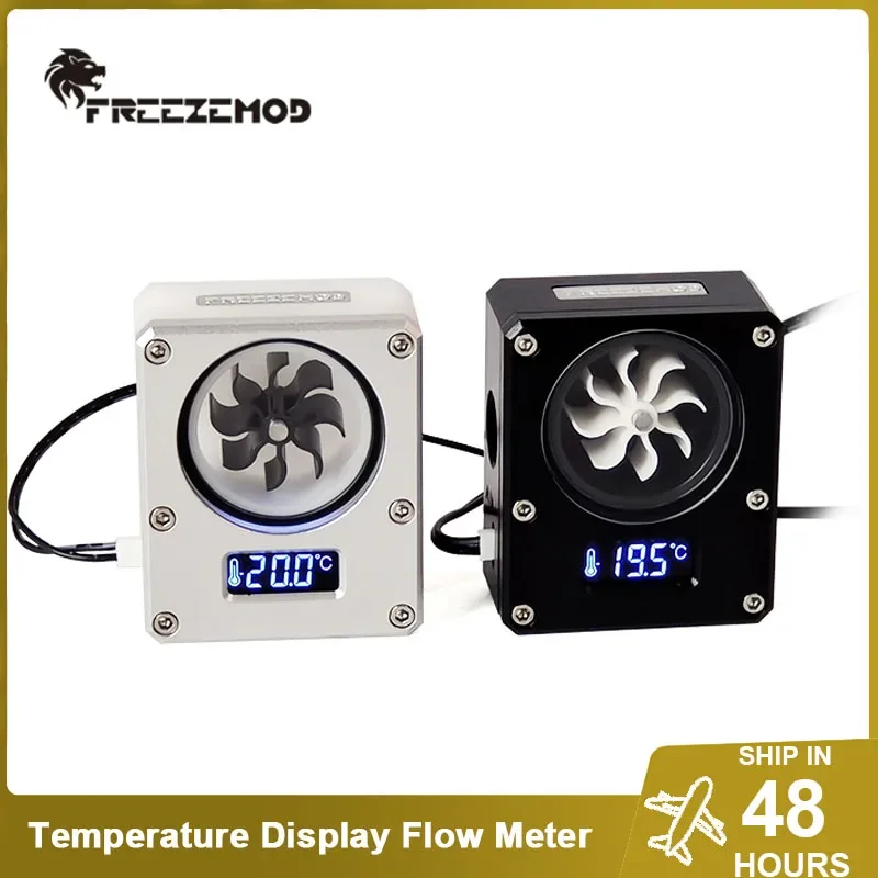 

FREEZEMOD Computer Water Cooling Thermometer Flow Meter,POM Temperature Display VA LCD PC Monitor Sensor MOD Gamer