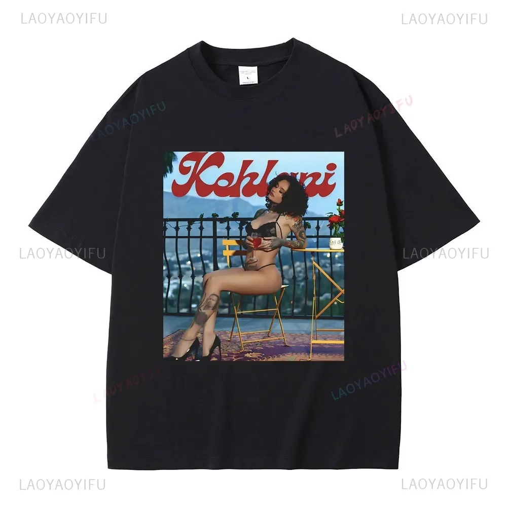 Kehlani Rose Pattern Men's and Women's Hip Hop Rap Large T-shirt Neutral Casual Short Sleeve T-shirt Fashion Street Wear