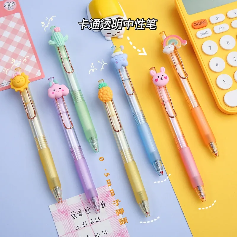 

30 шт., милая нейтральная ручка с сердечком для девочек, креативная 0,5 нажатия, высокая стоимость, студенческая черная ручка для подписи, канцелярские принадлежности