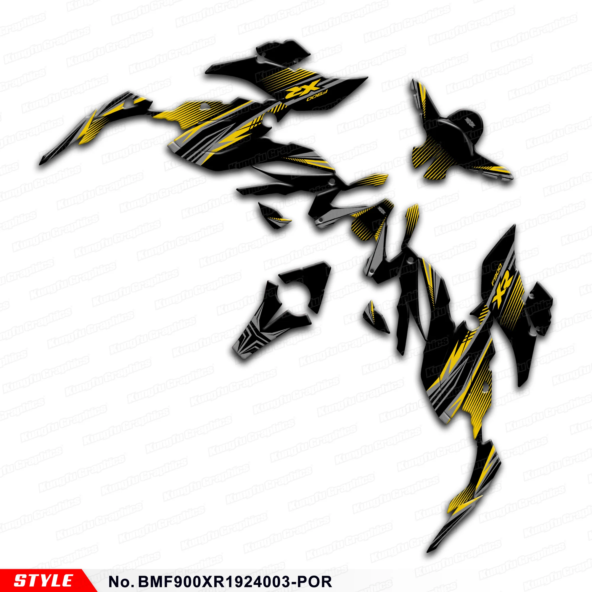

Aftermarket Personalised Graphics Motorcycle Vinyl Sticker Kit for F900XR 2019 2020 2021 2022 2023 2024, BMF900XR1924003-POR