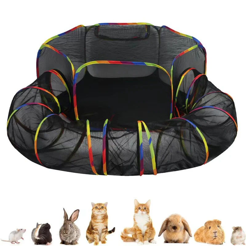 Breathable Cat Tunnel Set Four Seasons Universal Cat Cage Two-Piece Set Cat Villa Small Pet Cage Channel