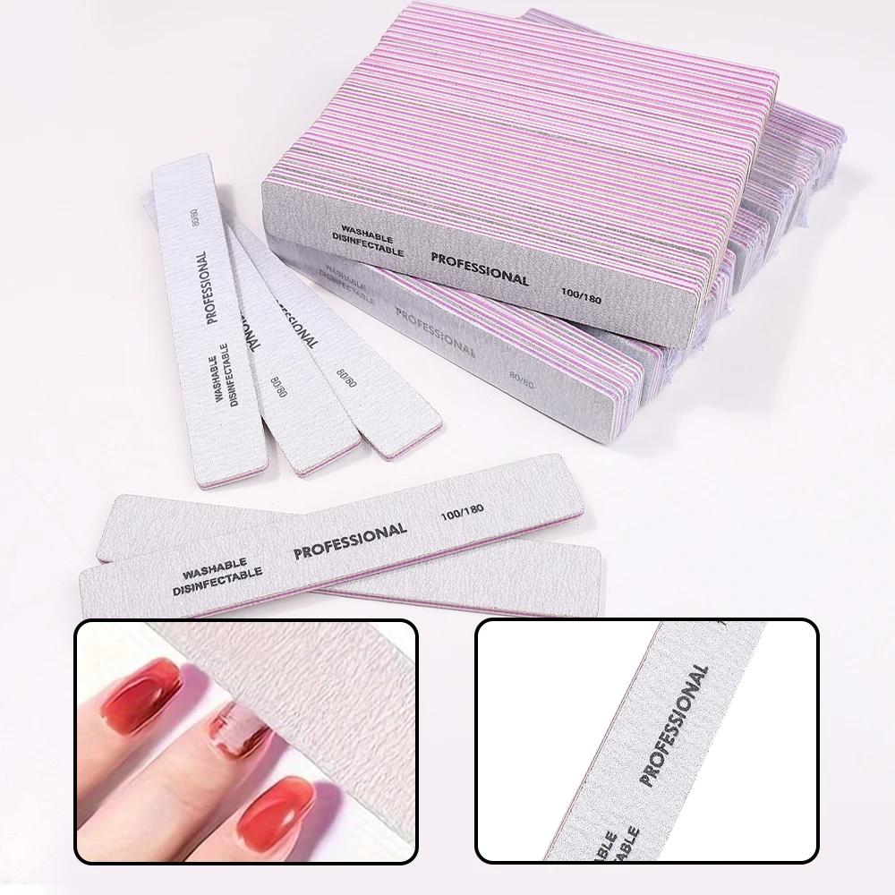 5/25 قطعة ملف الأظافر المربع المهنية 80/80 100/180 الصنفرة الجير أ Ongle الرملي تلميع الملفات معدات الأظافر مانيكير #1