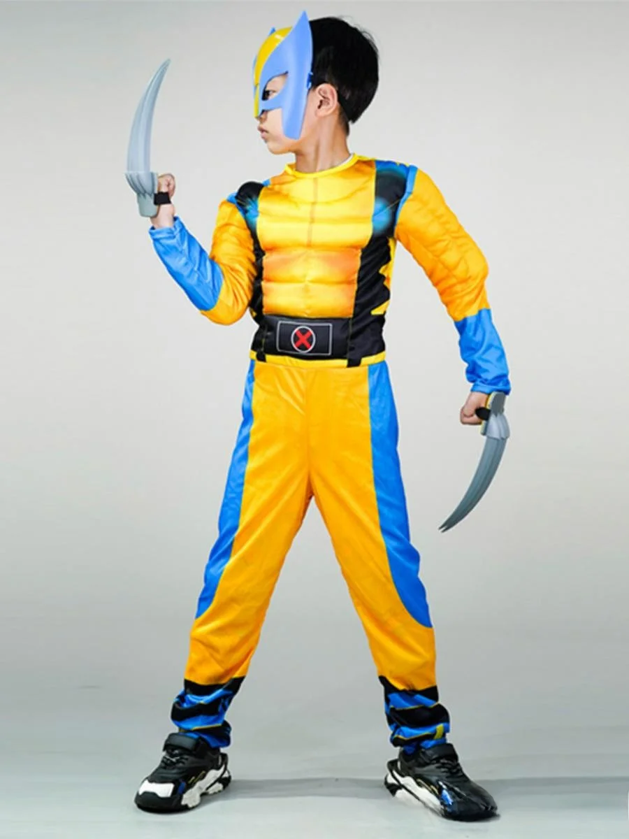 زي ولفيرين للأطفال بلا النمر بدلة تنكرية لمرحلة الهالوين زي بطل أنيمي موضوع مادة البوليستر