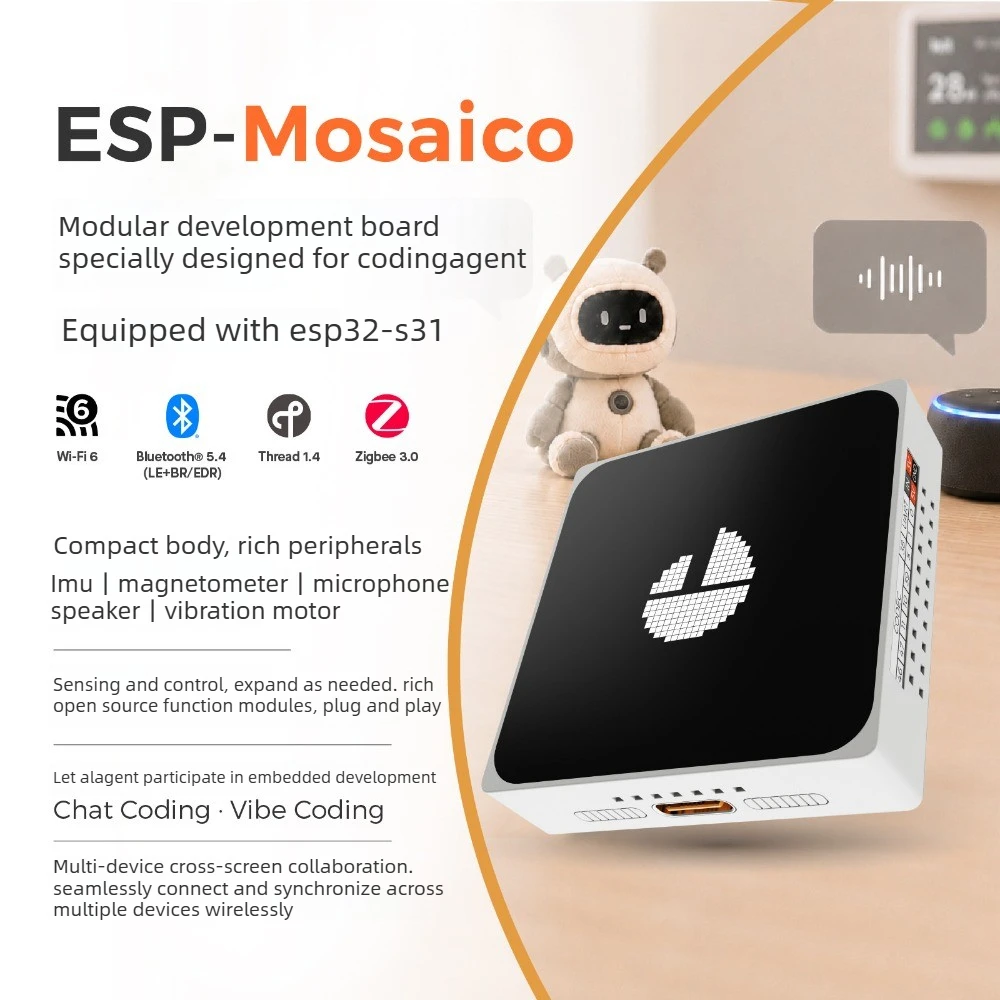 ESP-Mosaico A Modular Development Board Designed for AI Development 480x480 OLED Touchscreen with Built-in Controller ESP32-S31