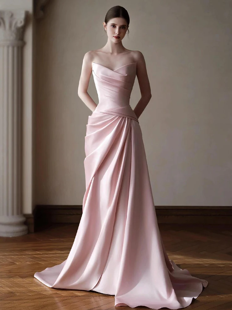 

Розовое вечернее платье Ele Pink для свадьбы, дня рождения, выпускного, с длинным шлейфом, на молнии, без рукавов, для взрослых, для церемоний и выступлений