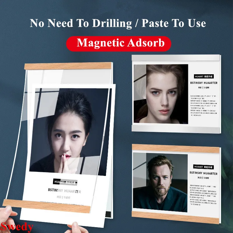 A5 148x210 мм настенное крепление деревянное магнитное детское свадебное домашнее фото картина рамка для плаката акриловая вывеска держатель этикетки доска для дисплея