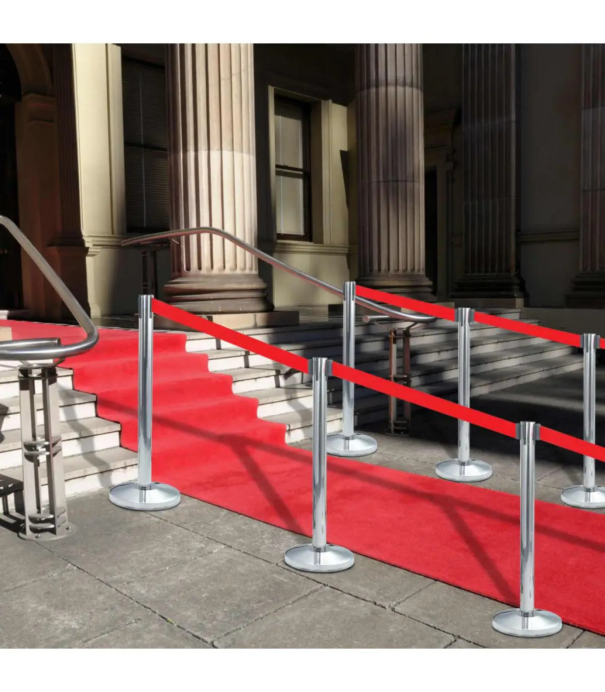 Silver steel brackets airport tape barrier security barriers