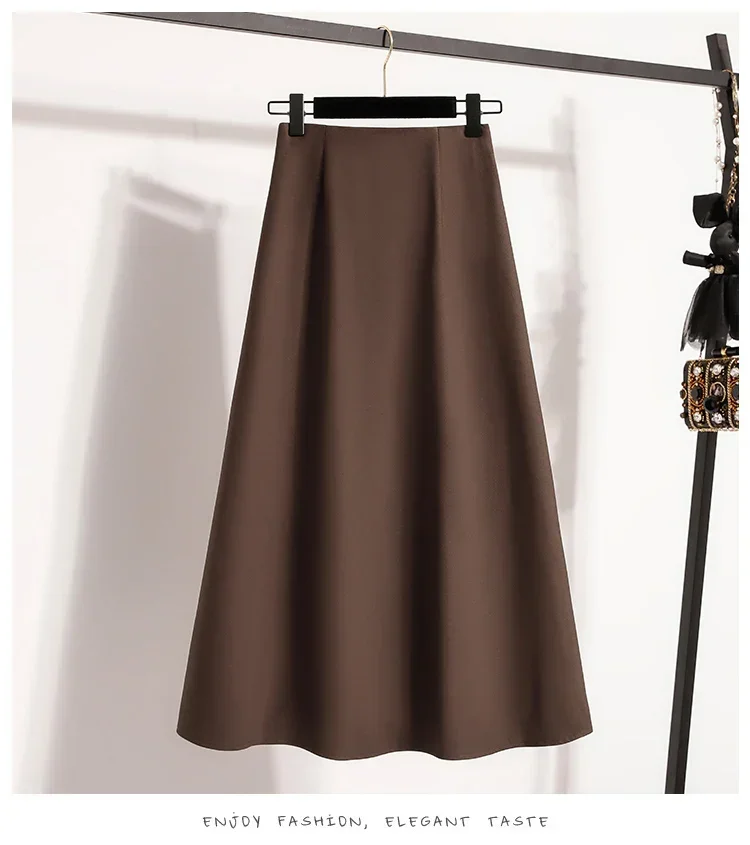 Koreanischer Stil, einfarbig, hohe Taille, elastischer Bund, Damen-A-Linien-Röcke, Alltagskleidung, Frühjahr/Herbst 2026, neu, elegant, vielseitig. – Detail 24