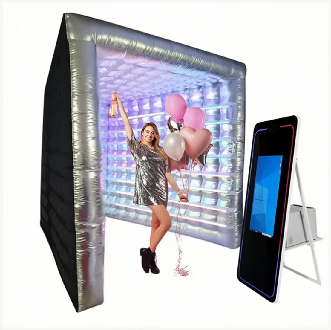 

Photo Booth Wall Gold Selfie Booth Backdrop, Photo Booth Enclosure Inflatable Background Wedding Party Exhibition Event