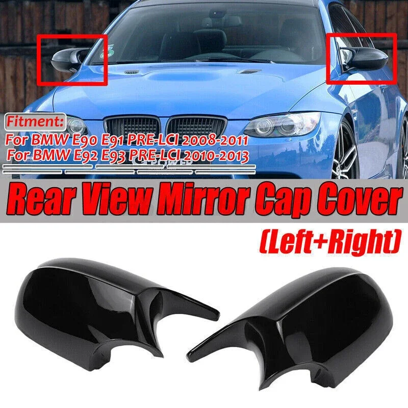 

For BMW 323i 328i 328xi 335d 335i 335xi (E90 E91) 2009-2012 Gloss Black Rearview Mirror Cover 51167205291 51167205292