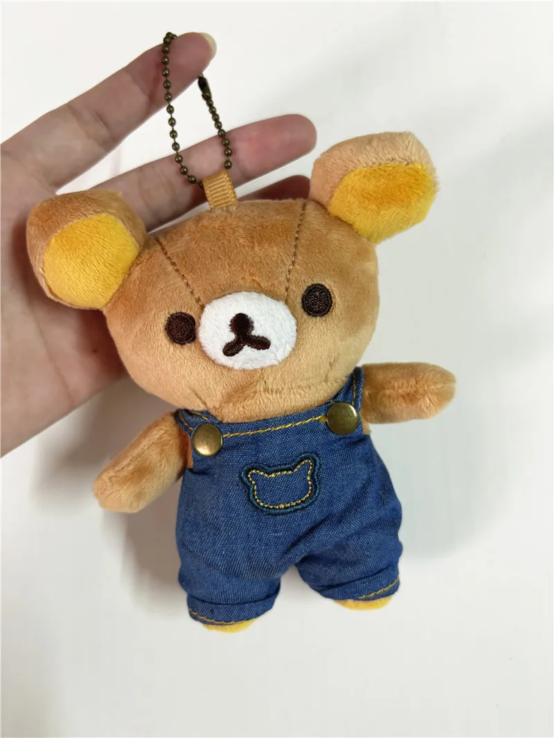 Neue süße rilakkuma Denim Bär Plüsch Schlüssel bund Ketten kleine Pandent Kinder Stofftiere für Kinder