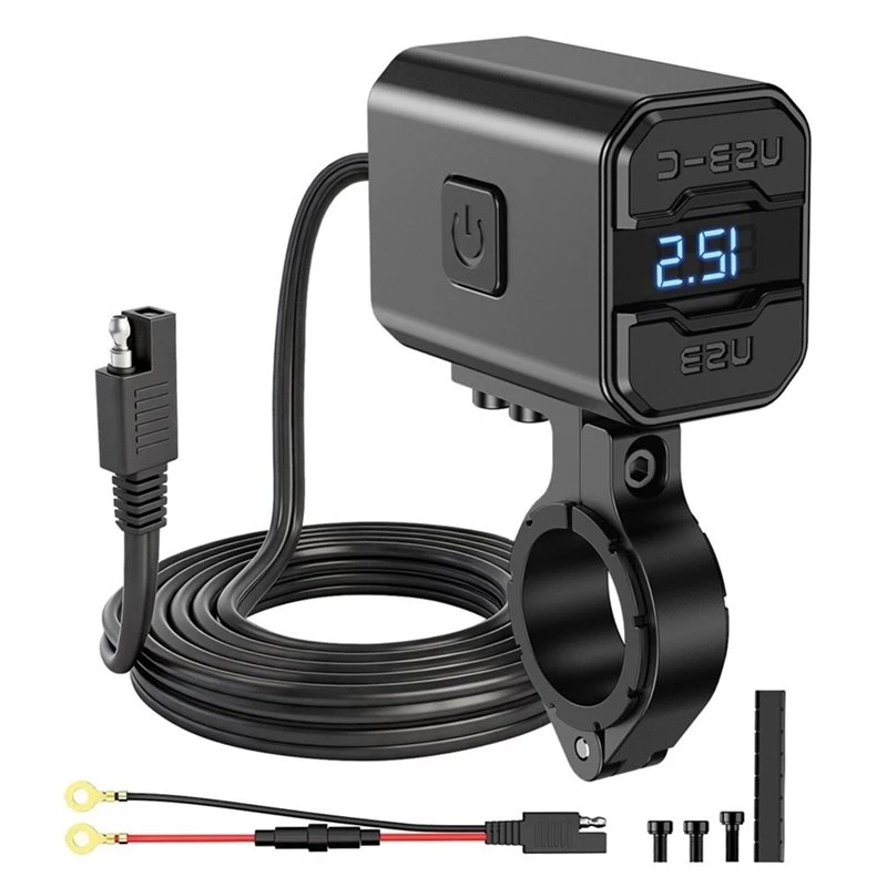 Motorcycle USB Type C Charger Socket Adapter Port 12V PD3.0 QC3.0-N25R