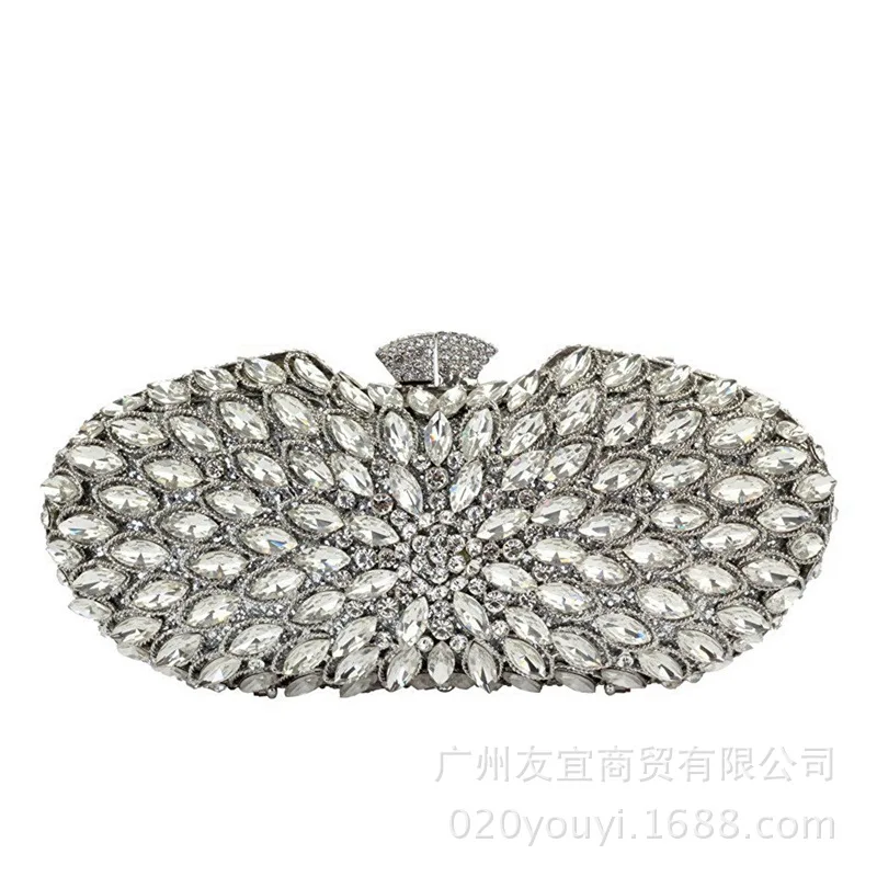 

Luxury Ladies Handmade Diamond Dinner Bag Peacock Crystal Diamond Clutch Fashion Clutch Rhinestone Purse Bolso Diseñador De Lujo