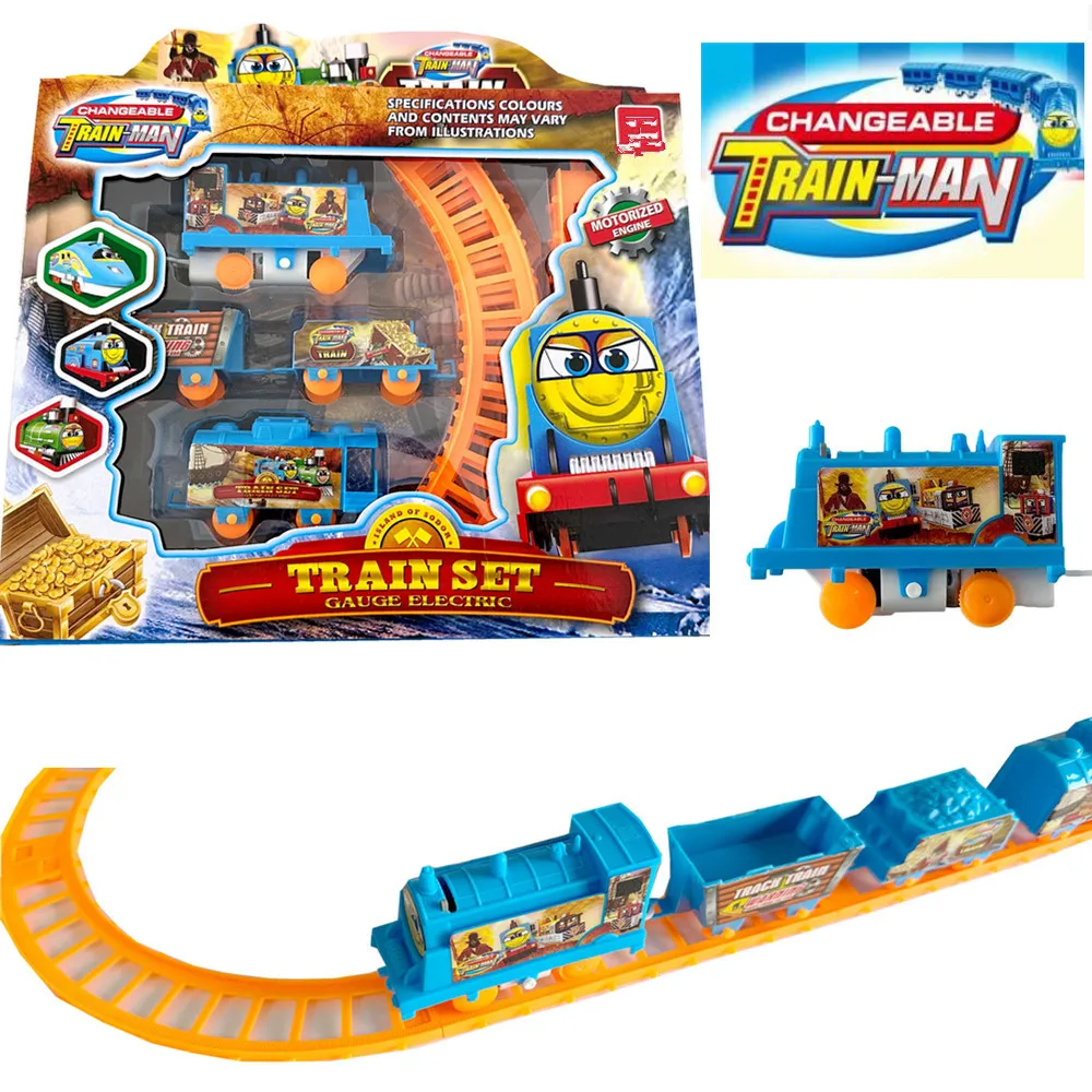 1 Pc Cartoon Electric Train Set Train Tracks Change Assemble Trajectory Motion Trajectory Moving Train Gift Toy