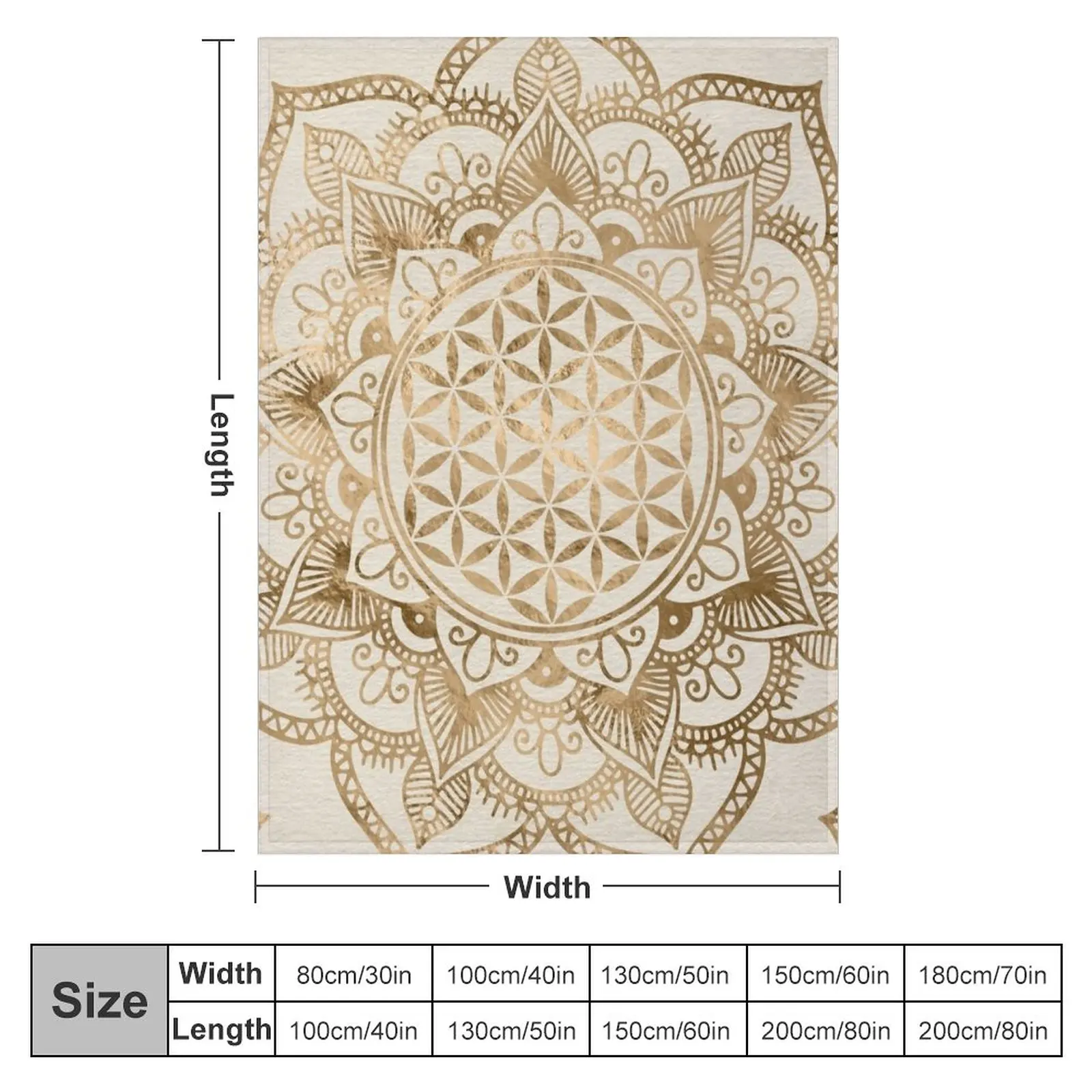 Flower of Life in Lotus - pastel golds and canvas Throw Blanket Sofa Throw Blanket Sofas Travel Blanket