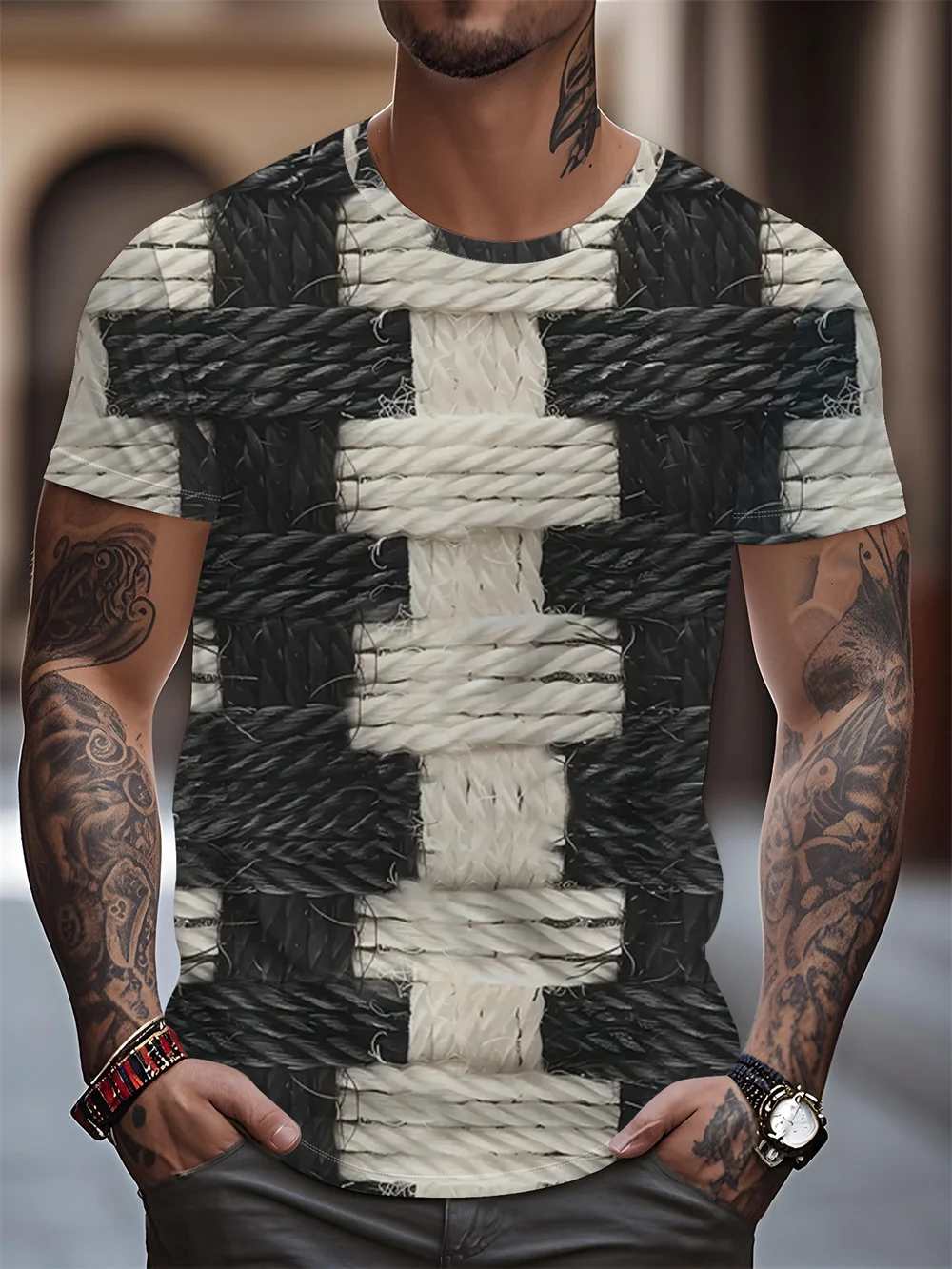 

Men's summer T-shirt funny funny 3d printed round neck short sleeve top street casual sweatshirt