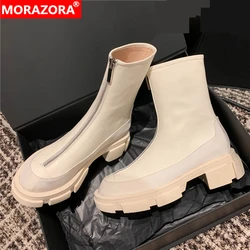 MORAZORA 2022 nuovi stivali in vera pelle scarpe da donna cerniera autunno inverno stivaletti Chunky Platform Shoes Ladies Botas