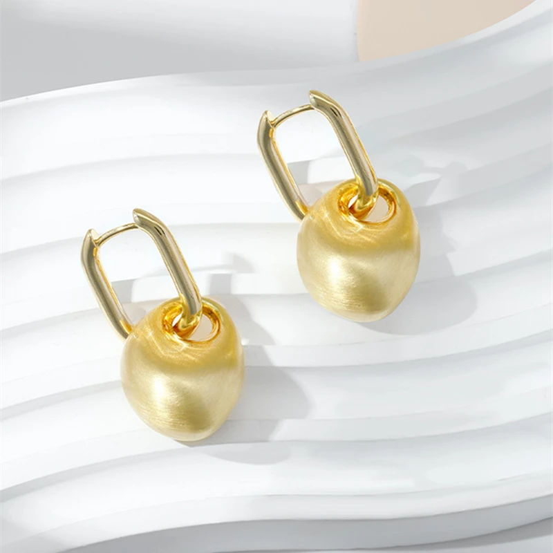 Vintage Geometric Brushed Metal Irregular Pendant Earrings for Women Gold Silve Mix Color Fashion Accessories Daily Jewelry