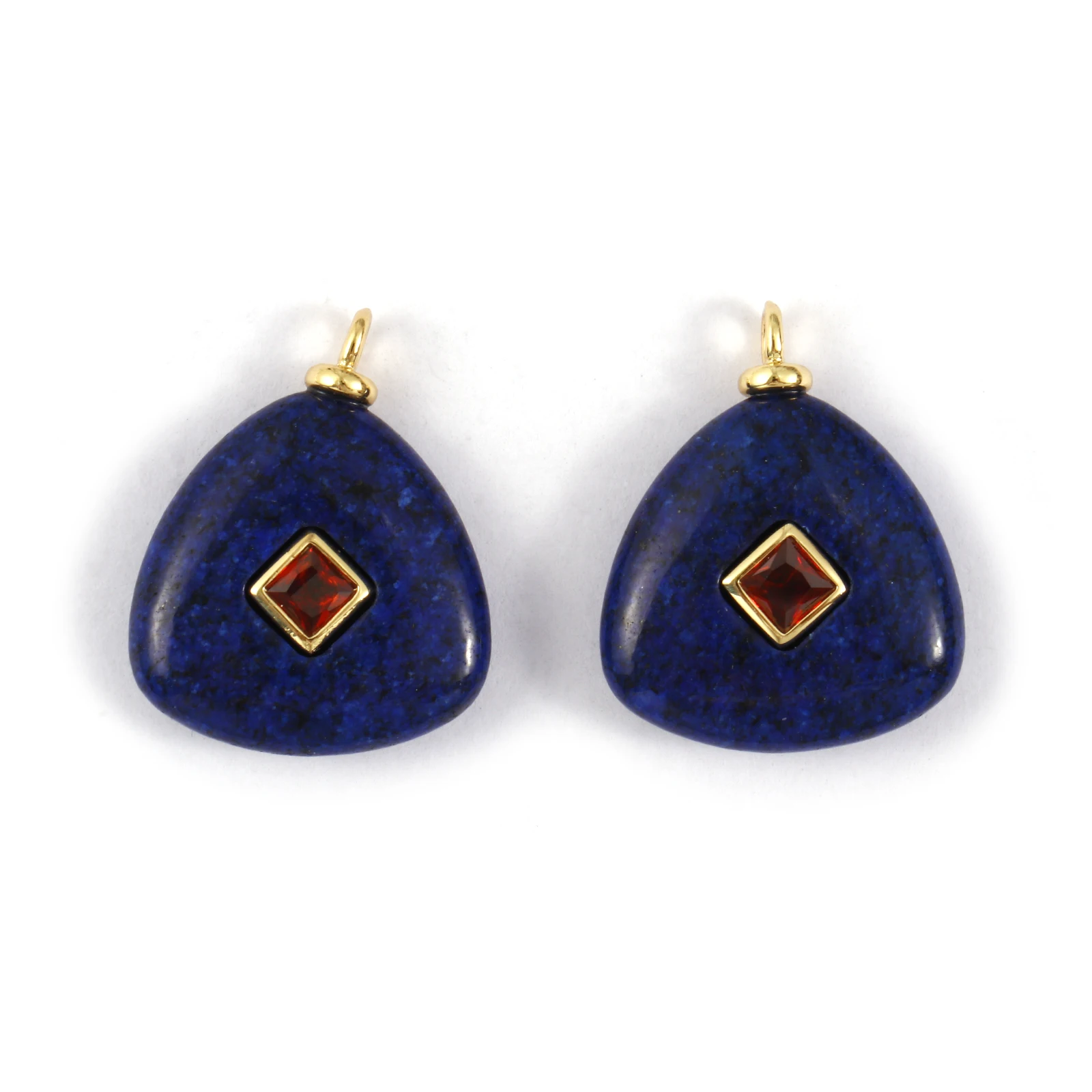 1 Piece Brass & Cubic Zirconia Natural Stone Geometric Charms 18K Gold Plated Olivary Round Pendant For DIY Necklace Making image 3