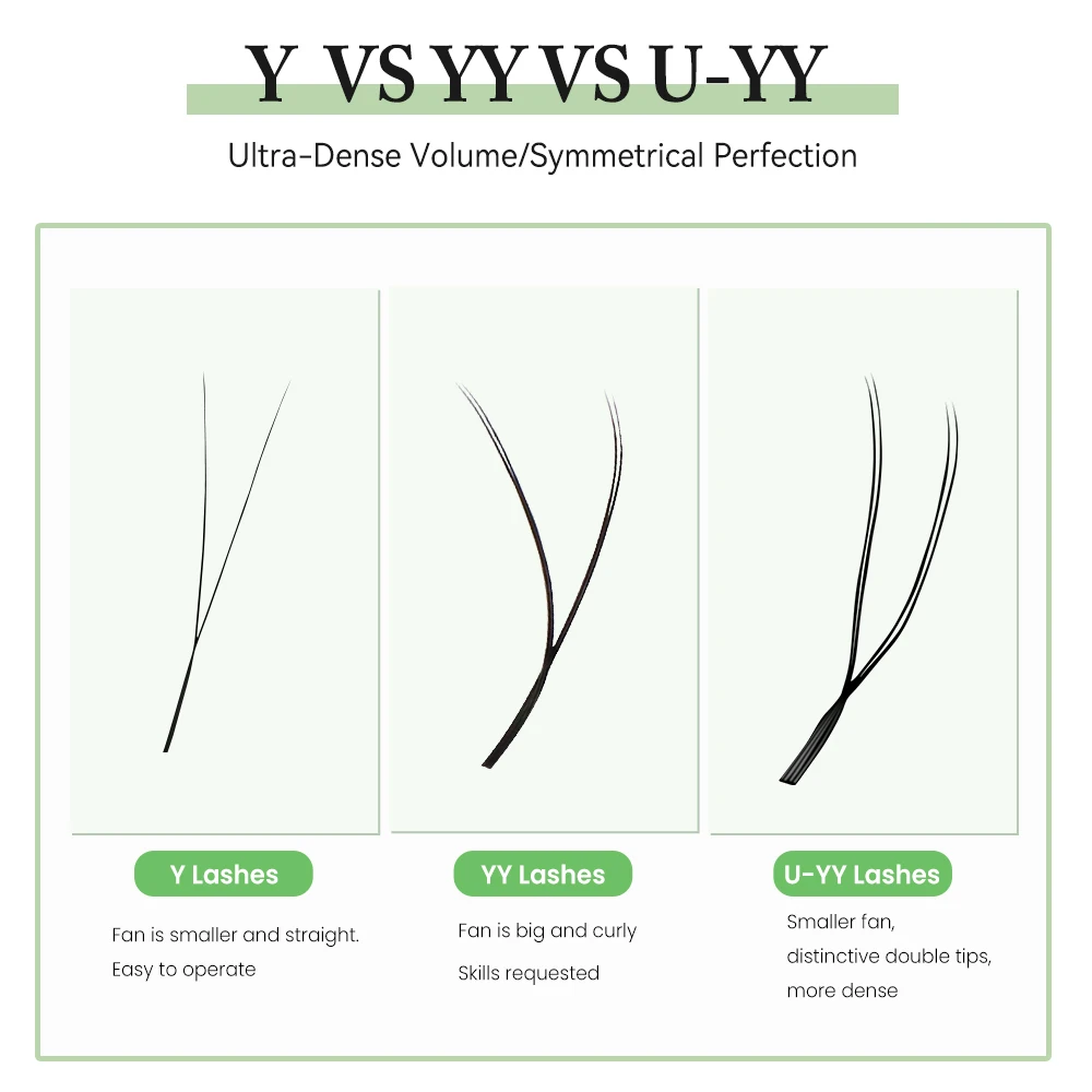 Yelix U-YY Lashes Eyelash Extension U-Shaped Premade Volume Fan Natural Soft Fluffy Faux Mink False Eyelashes Salon Lash Artist