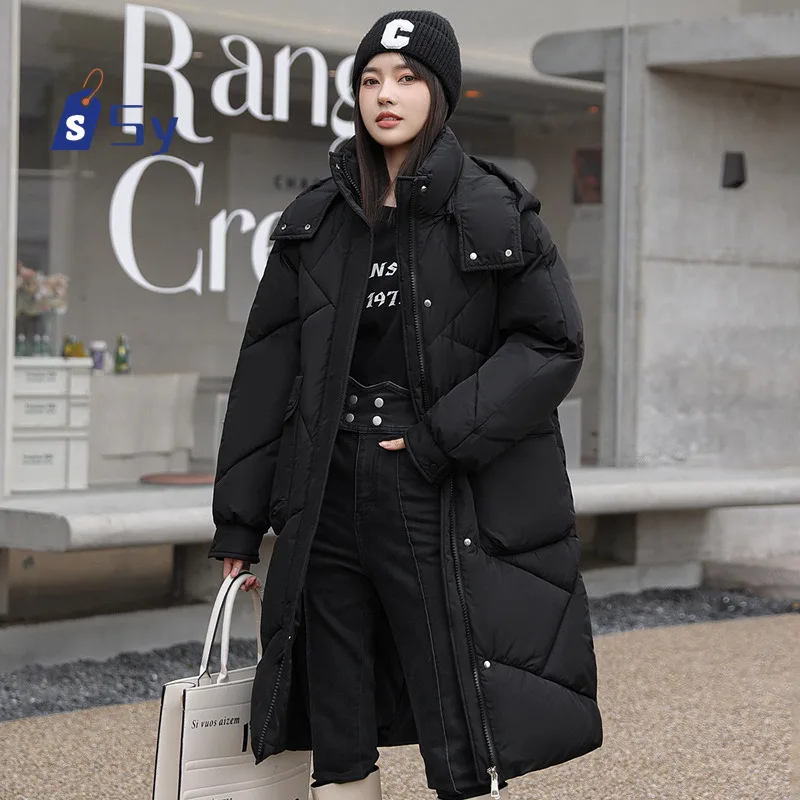 Sy New Winter Women Parka Hooded Jackets Thicken Warm Cotton-padded Puffer Coats Casual Long Parkas Clothes Loose Outerwear