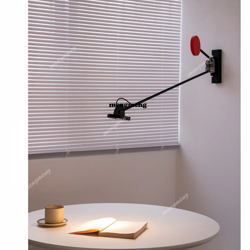 Spanish living room long pole rocker arm wall lamp Nordic designer bedroom reading bedside lamp