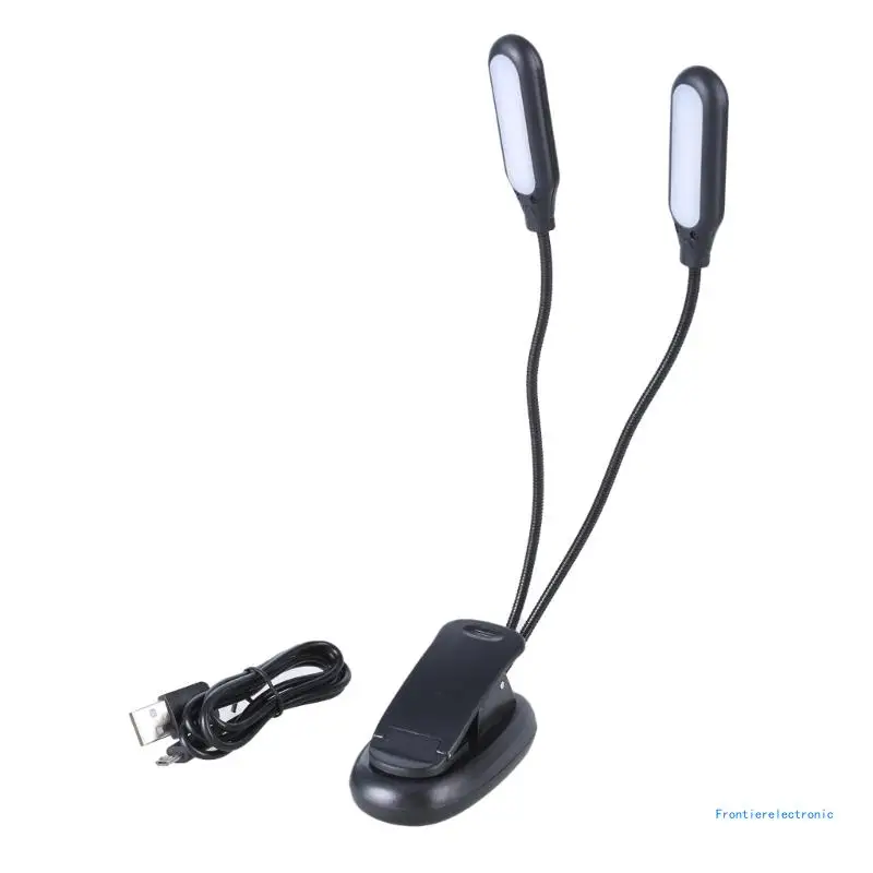 Two Arm USB Clip Light LED Desk Lamp Flexible 1000mAh Rechargeable Battery DropShipping