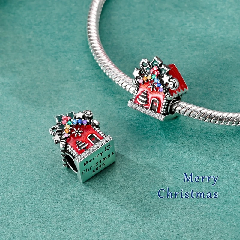 Santa Claus Christmas Elements Dangle Charm Beads Fits 3mm Bracelets Necklace For Women Pendant Luxury DIY Fine Jewelry Making
