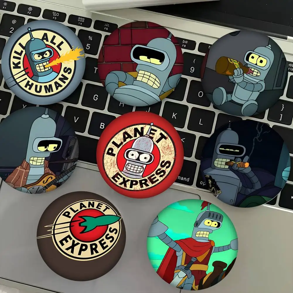1pc F-Futuramas-Bender Anime Cartoon Style Badge Brooches On Backpack Decoration Round Enamel Pins For Accessorys
