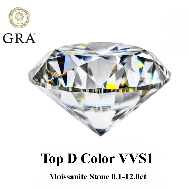 Factory Wholesale Prices Top D Color Real Moissanite Stone 0.1-12.0ct Lab Diamond Loose Gemstones GRA Code Number Certificate