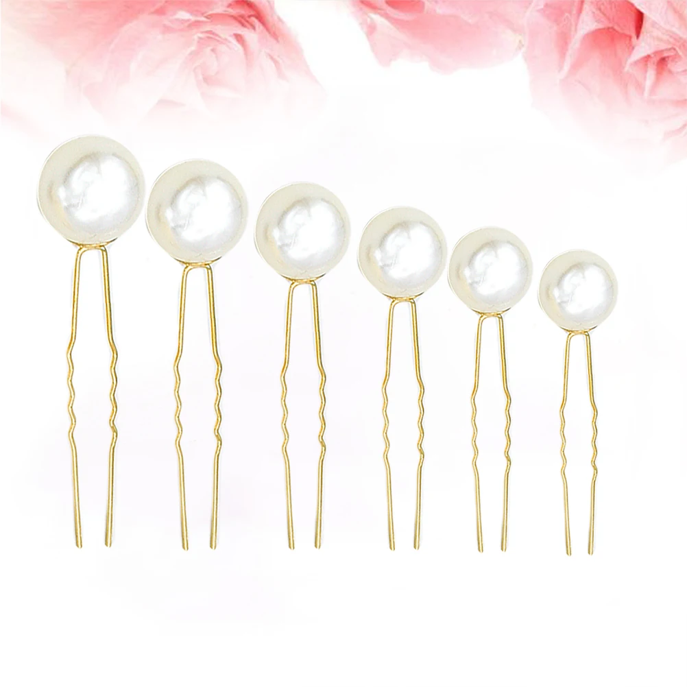 عصا الشعر الرجعية اللؤلؤ دبوس الشعر النساء حبة زهرة مشبك شعر الذهبي U شكل حفل زفاف هدية مشرقة دائم الإكسسوار ل