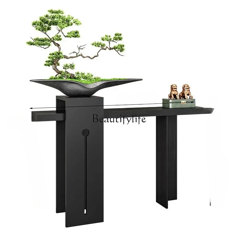 Entry Solid Wood Classical Style End View Cabinet Supply Table Against Wall Long Bar Case