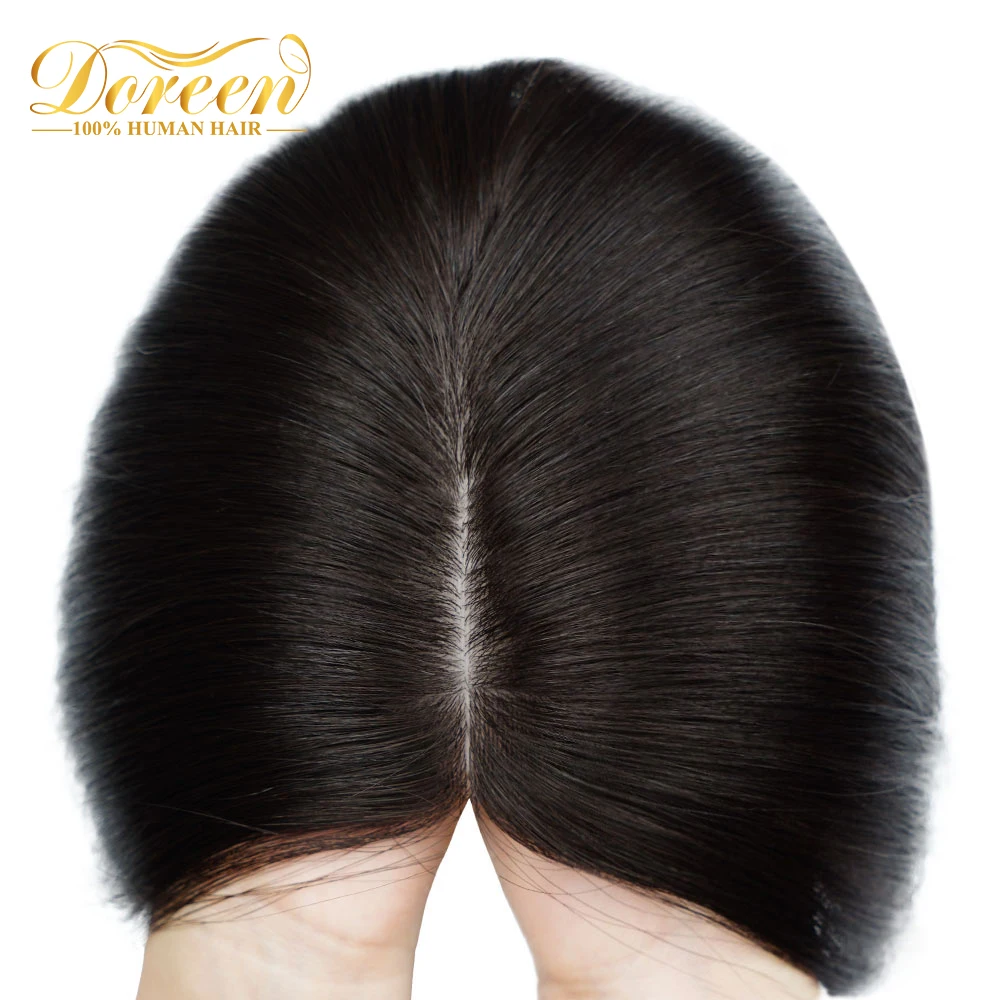 Doreen 13*15 سنتيمتر فروة الرأس توبر شعر مستعار ريمي الشعر البشري للنساء مع بولي PU الدانتيل الجلد الطبيعي الحرير قاعدة توبر كليب في الشعر اليدوية #4