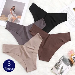 BZEL 3PCS Women's Panties Set Sexy Silk Satin Female Underwear Skin-Friendly Lingerie Large Size Cozy Briefs Seamless Underpants