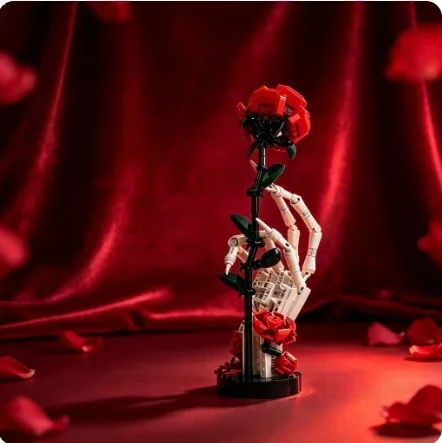 MOC Creative Handmade Skeleton Rose Toy Model, Suitable for Festival Gifts and Adult Activities