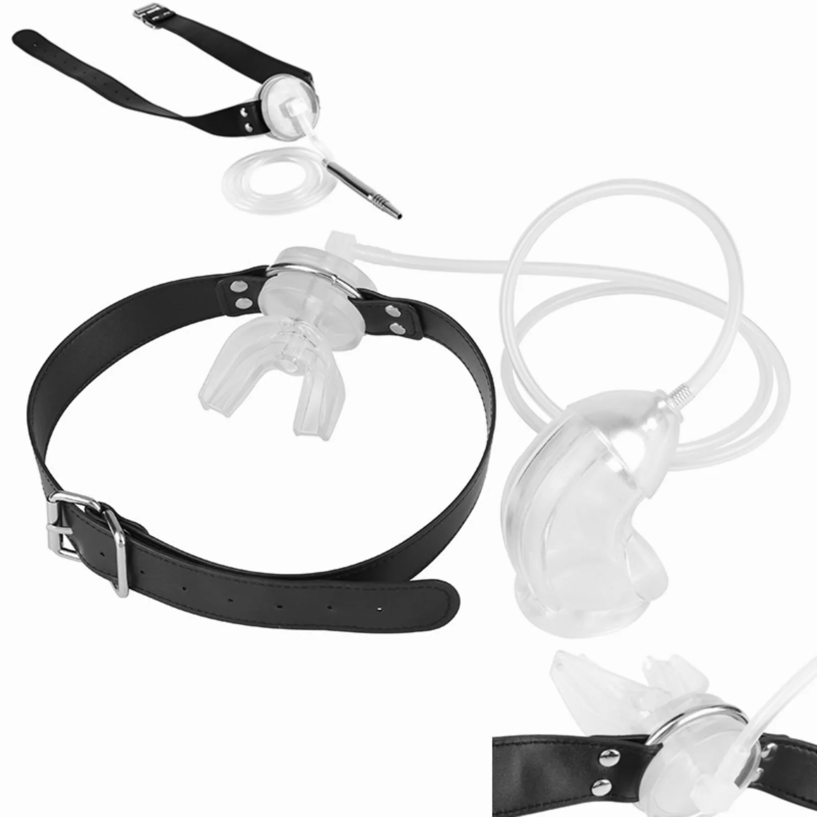 Sex Toys Couples Adult Games Leather Bandl Oral Fixation Mouth Stuffed Bondage cock ring penis plug adult bdsm Chastity CockCage