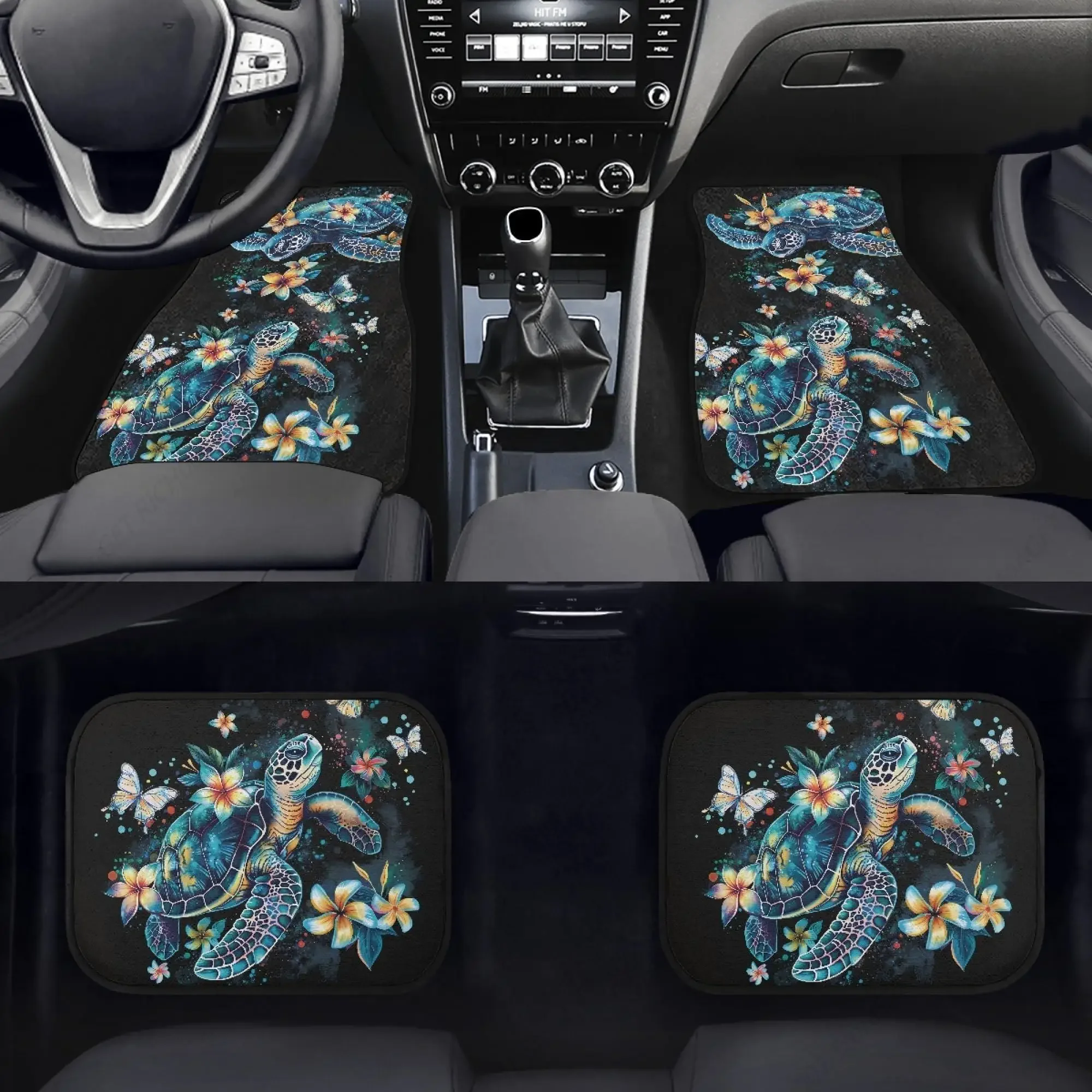 Sea Turtle Car Floor Mat for Women Car Accessories SUV Trunk Interior Floor Mats Universal Front Rear Mats Set Non Slip