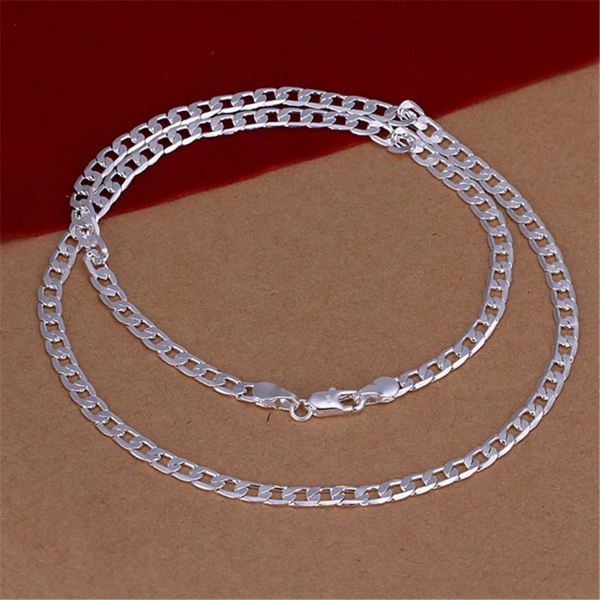 1 Stück 925 Sterling Silber flache Seiten kette Herren kubanische Halskette Modeschmuck für Jungen Hip Hop-Stil – Detail 4